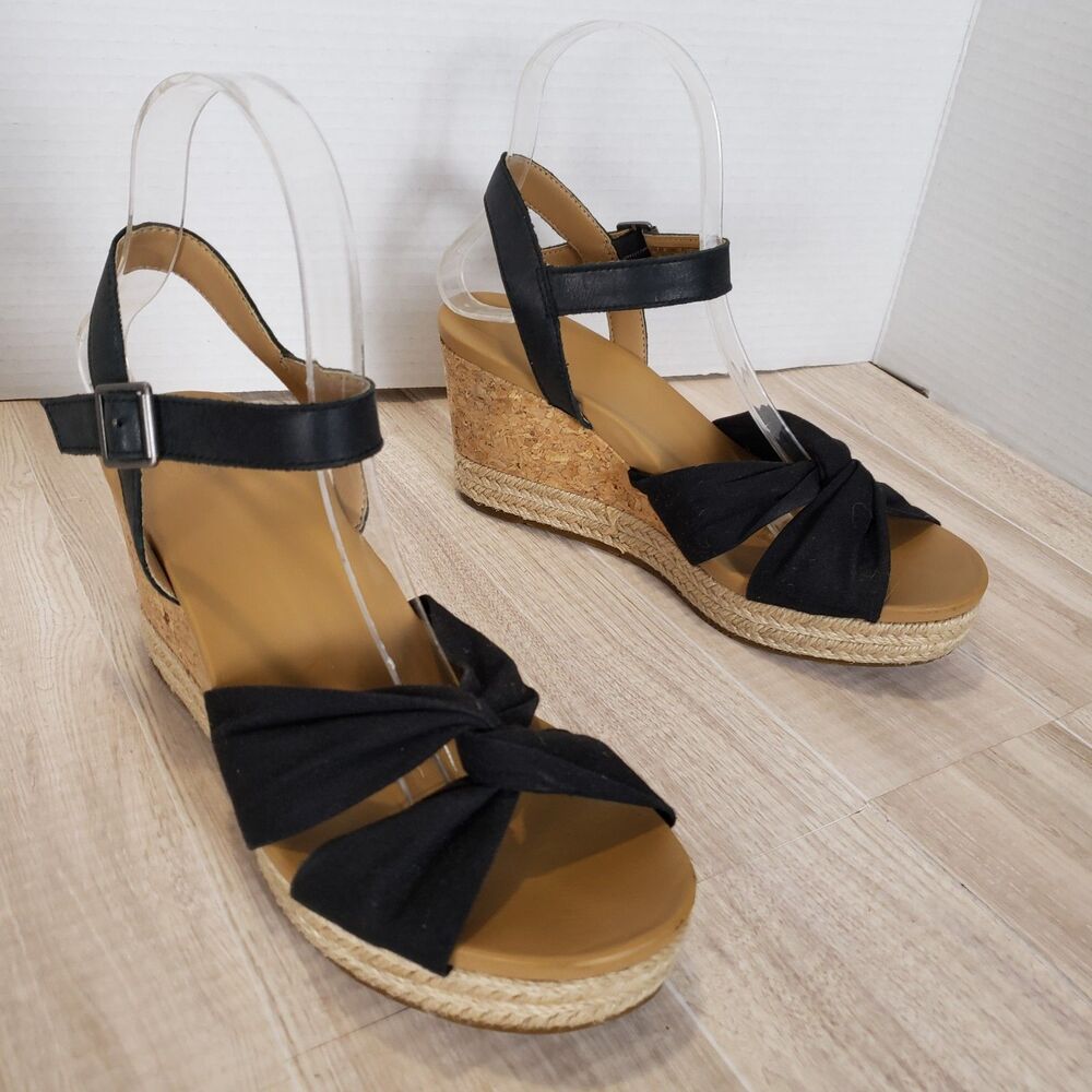 UGG Womens Joslyn Crisscross Canvas Cork Espadrille Wedge Sandals Sz 7 Festival
